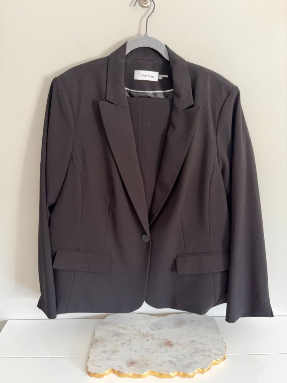 Calvin Klein Women’s Plus Size Black 2-Piece Suit Blazer 20W Pants 18W Career